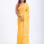 Yellow Pure Bandhani Georgette Saree Full
