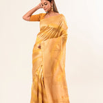 Yellow Handwoven Pure Silk Saree - Anvi Couture