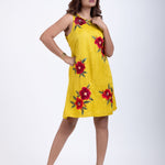 Yellow Short Dress With Embroidered Work Back
