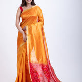 Yellow Silk Saree with Red Patola Pallu Full
