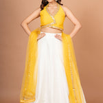 Yellow White Designer Lehenga Set Full