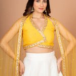 Yellow White Designer Lehenga Set Close Up