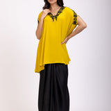 Yellow and Black Kaftan Dress With Embroidery Work Full