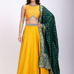 Yellow and Green Lehenga Set full