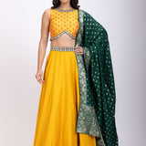 Yellow and Green Lehenga Set full