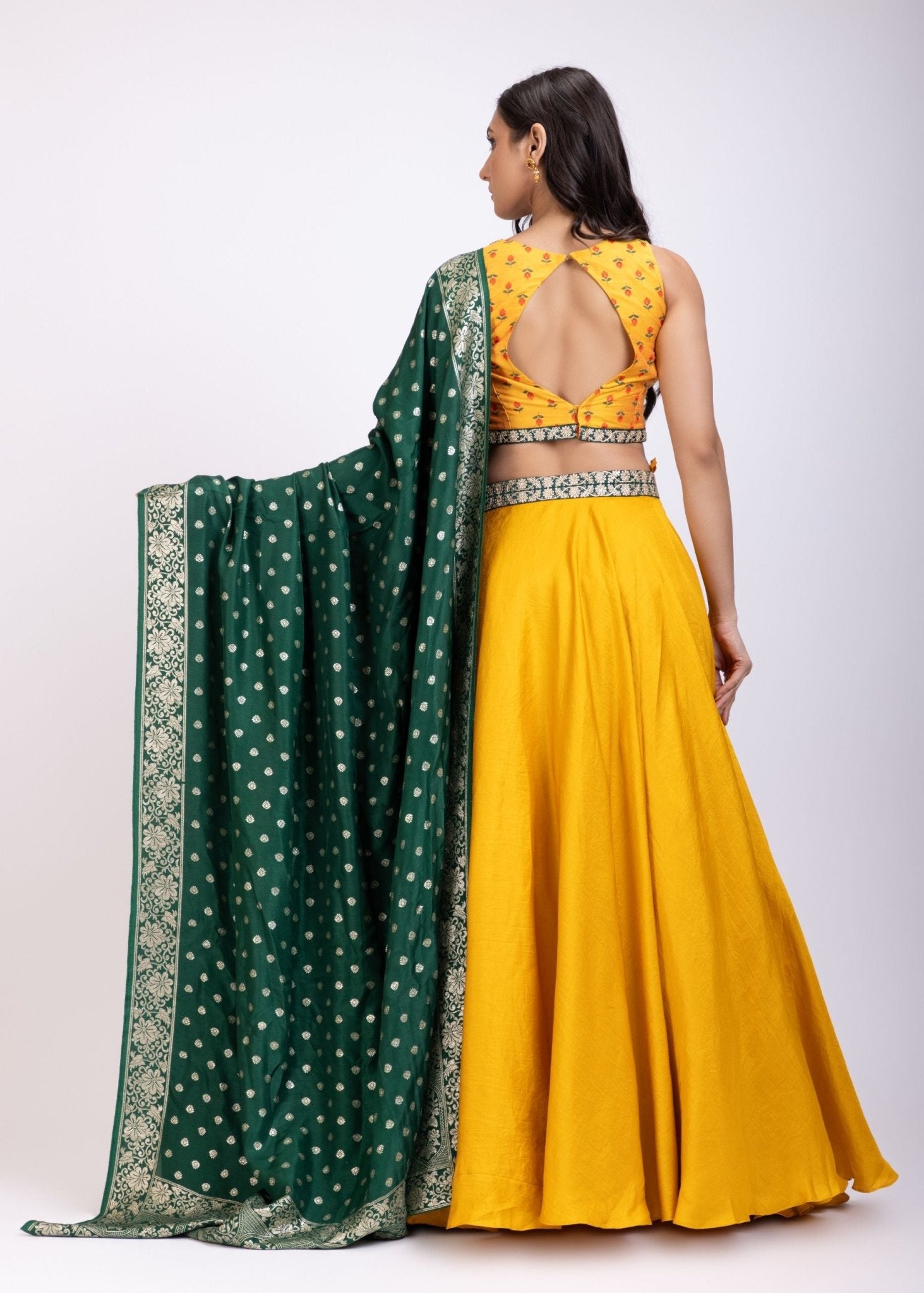 Yellow and Green Lehenga Set - Anvi Couture