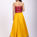 Yellow and Maroon Corset Lehenga Set back