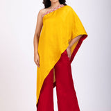 Yellow and Maroon One Shoulder Cord Set full