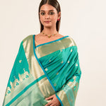 green and blue saree