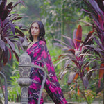 Black and Pink Floral Printed Georgette Saree  video

