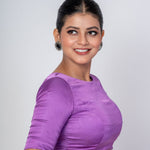 Mauve Color Blouse with Zero Neckline and Elbow Sleeves - Anvi Couture