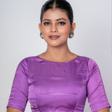 Mauve Color Blouse with Zero Neckline and Elbow Sleeves - Anvi Couture