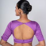 Mauve Color Blouse with Zero Neckline and Elbow Sleeves - Anvi Couture