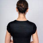 Black Square Neck Blouse with Back Closer and Cap Sleeves - Anvi Couture