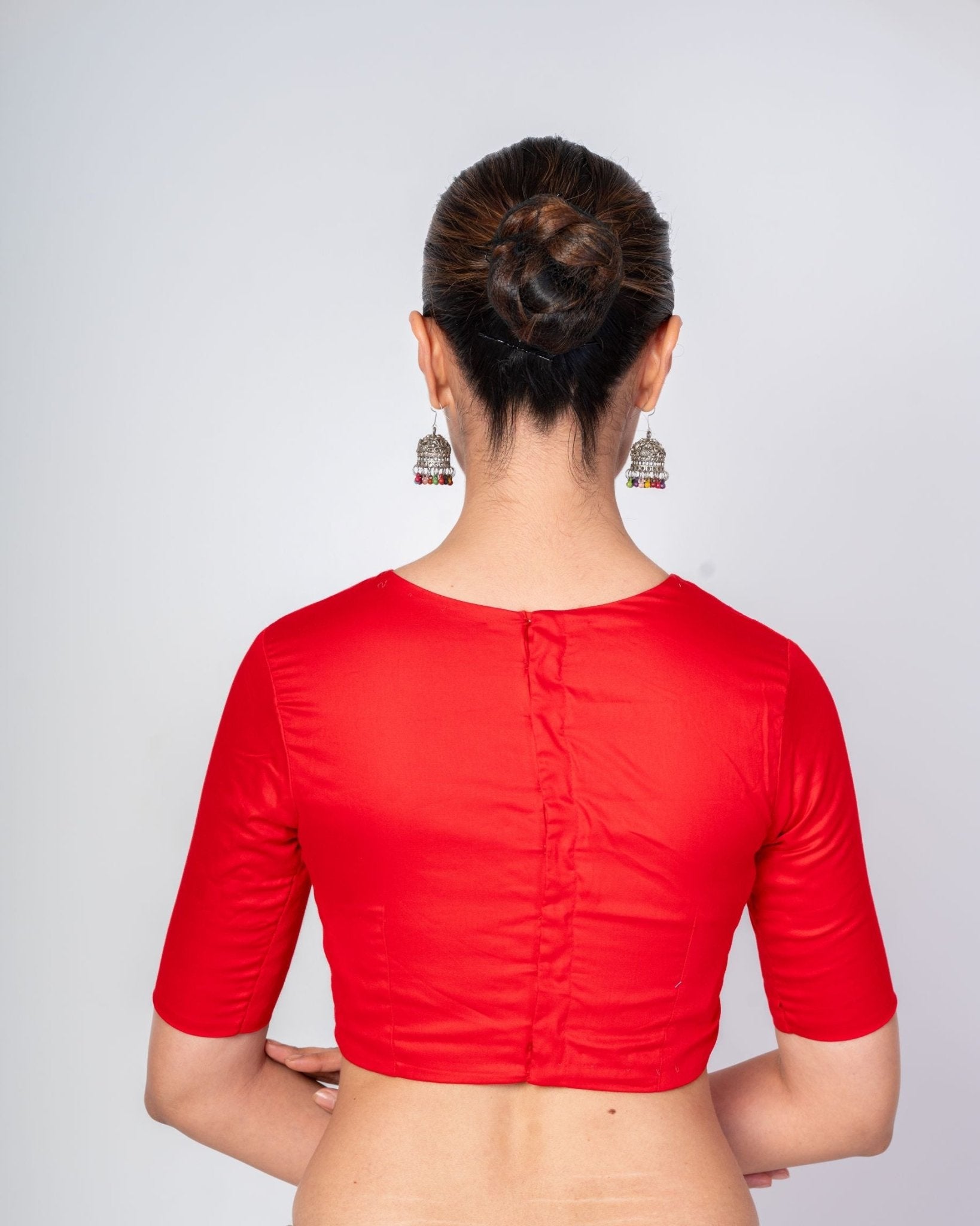 Maroon Boat Neck Blouse With Back Hook Closure - Anvi Couture
