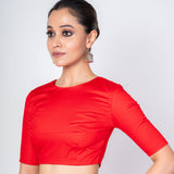  Maroon Boat Neck Blouse With Back Hook Closer-Anvi Couture-Image2
