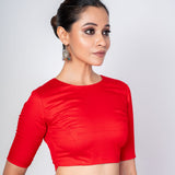  Maroon Boat Neck Blouse With Back Hook Closer-Anvi Couture -Image1
