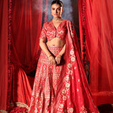 Red Banarasi Bridal Lehenga with Embroidered Work