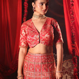 Red Banarasi Bridal Lehenga with Embroidered Work