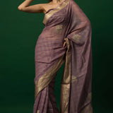 Stylish Purple Organza Saree with Gold Embroidery for Weddings and Parties