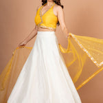 Yellow White Designer Lehenga Set Front