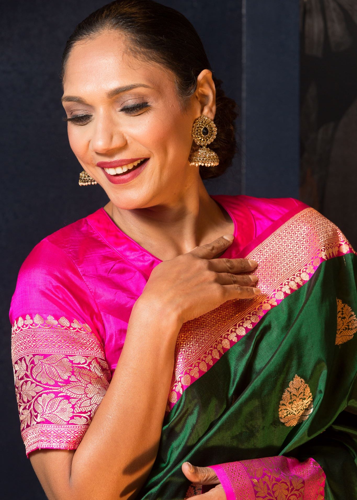 Green Handwoven Pure Katan Banarasi Silk Saree with Gold Zari - Image 5