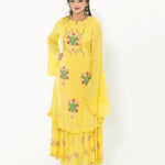 Yellow Party Wear Gown With Hand Embroidery - Anvi Couture