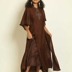 Brown Embroidered Two-Piece Dress - Anvi Couture