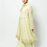 Light Green Embroidered Georgette Sharara Set