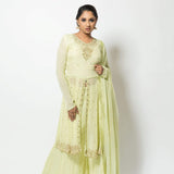 Light Green Embroidered Georgette Sharara Set