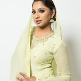 Light Green Embroidered Georgette Sharara Set