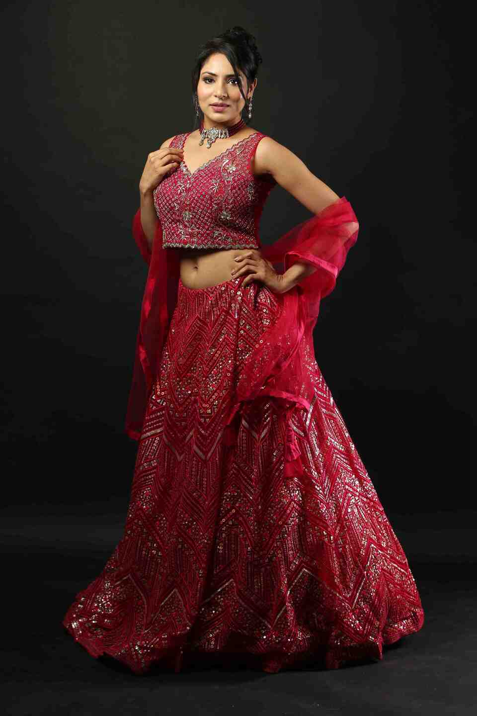 Fairy Red Bridal Lehenga With Heavy Embroidery Work