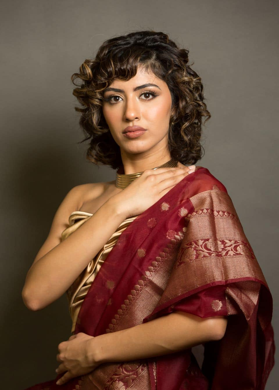 Maroon Organza Saree for a graceful and lightweight look at weddings and parties - Image 3