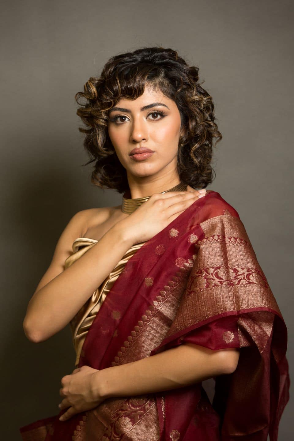 Maroon Organza Saree for a graceful and lightweight look at weddings and parties - Image 3