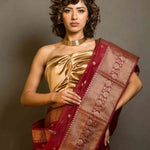 Maroon Organza Saree for a graceful and lightweight look at weddings and parties - Image 1