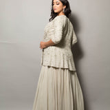 Grey Lehenga Set with Embroidered Jacket