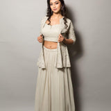 Grey Lehenga Set with Embroidered Jacket
