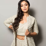 Grey Lehenga Set with Embroidered Jacket
