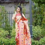 Pink Paithani Saree with Floral Embroidery Work - Anvi Couture