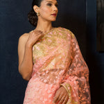 Pink Sequin Embroidered Net Saree 
