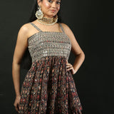 Printed Georgette Sharara Set with Peplum Top - Anvi Couture