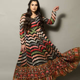 Georgette Multi-Color Designer Gown with Intricate Floral Embroidery - Anvi Couture