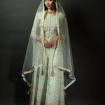 Sea Green Embroidered Kurti with Long Straight Pants - Anvi Couture