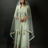 Sea Green Embroidered Kurti with Long Straight Pants - Anvi Couture