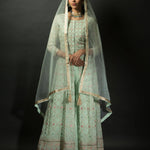 Sea Green Embroidered Kurti with Long Straight Pants - Anvi Couture