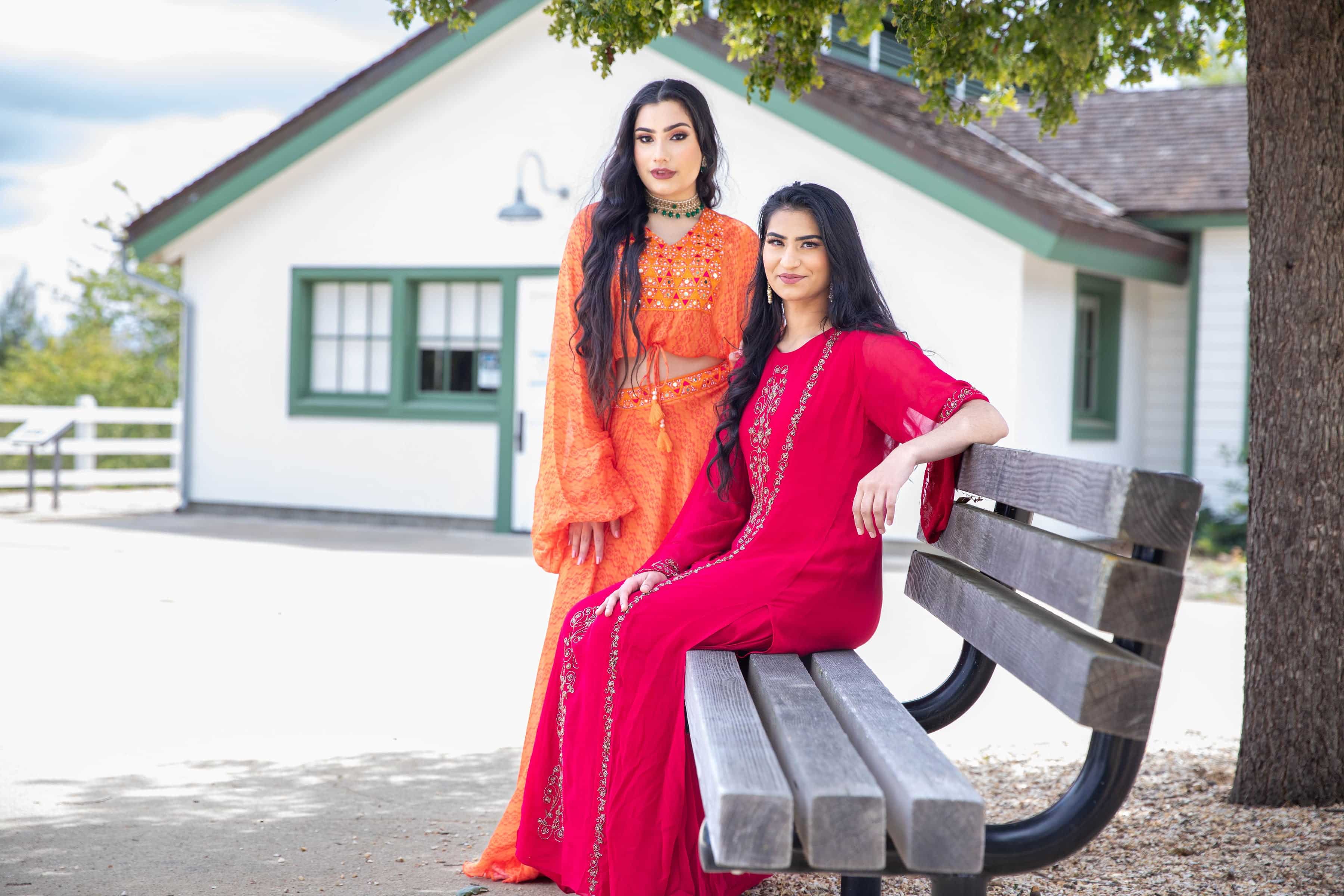 Torch Red Embroidered Dress with Long Jacket - Anvi Couture