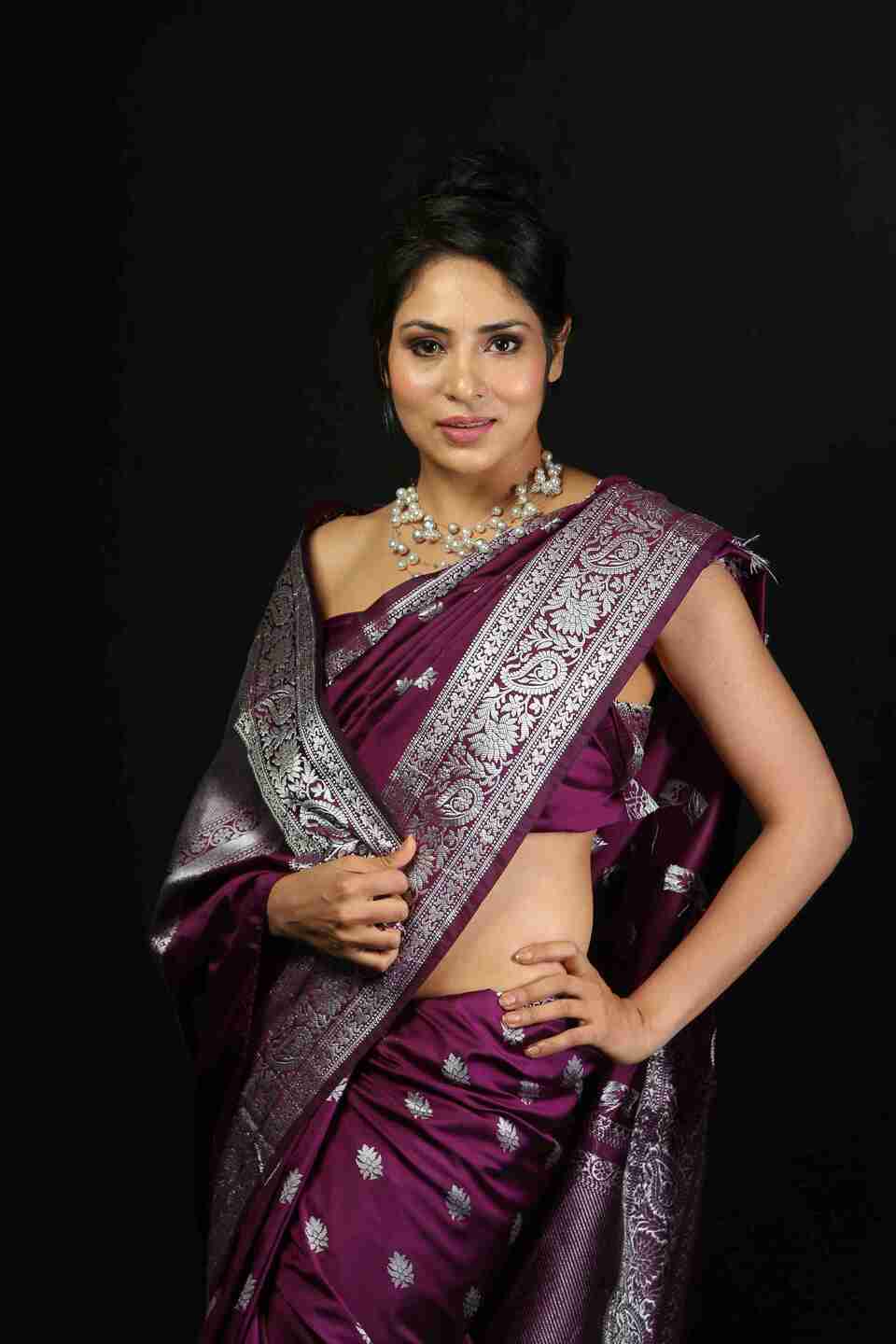 Wine Purple Silk Saree 