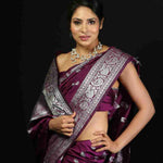 Wine Purple Silk Saree 